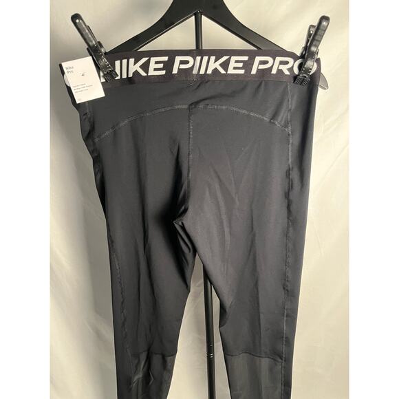 Nike Pro Leggings Women’s XL NWT Black Mesh Panel Training Tights - Picture 3 of 6